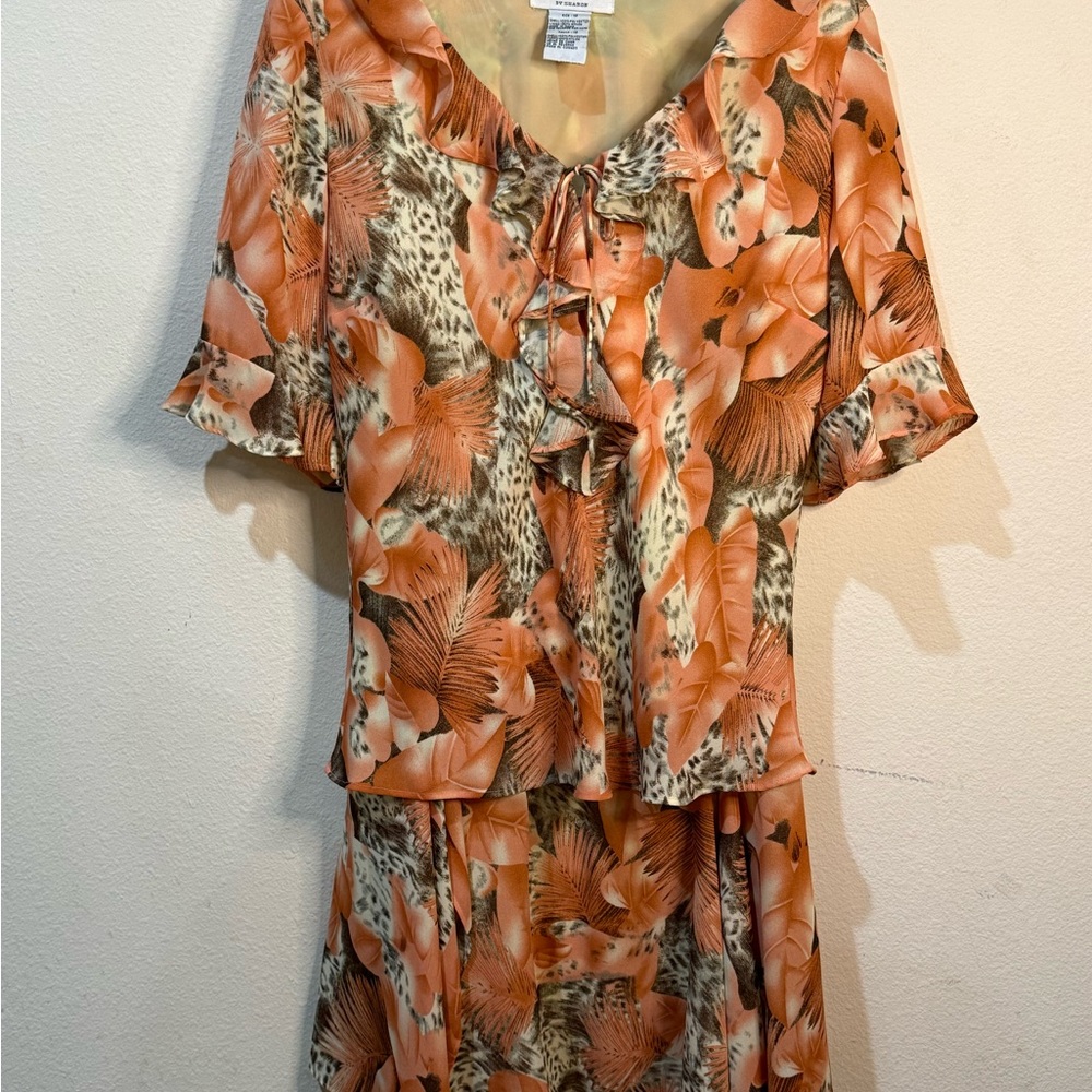 Floral Orange Midi Dress